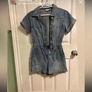 Denim Blue Women's Shorts Romper